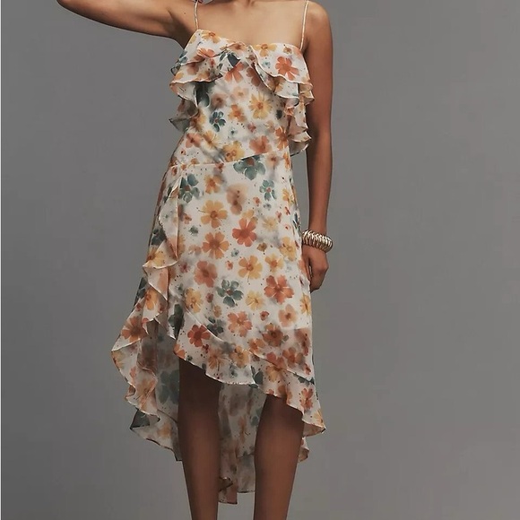 Anthropologie Dresses & Skirts - Anthropologie Asymmetrical Floral Dress - Multicolor